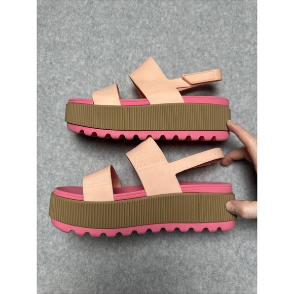 Reef Women Size 7 Water Vista Higher Platform Sandals Hot Pink/Coral/Tan - Picture 2 of 5